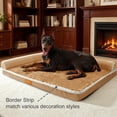 thumbnail image 4 of Exclusivo Mezcla Large Orthopedic Dog Bed, Luxury Striped Jacquard Pet Bed Sofa, Waterproof and Washable, 42"X28", Brown, 4 of 10