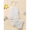 thumbnail image 4 of Newborn Baby Girls Knitted Clothes Crochet Sleeveless Backless Bodysuit Top Drawstring Shorts Summer Outfits, 4 of 9