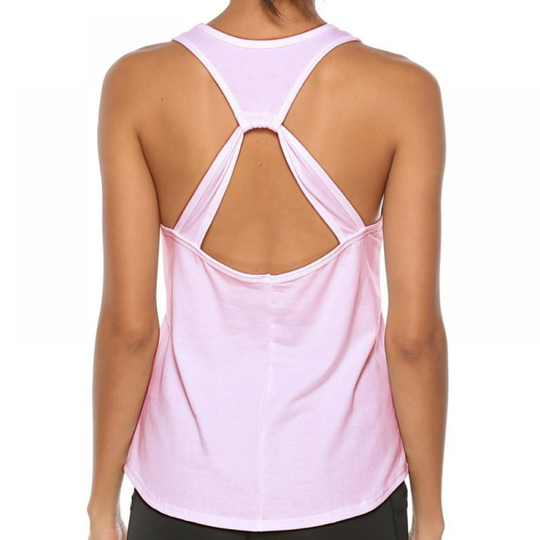  Womens Summer Workout Tops Sexy Backless Yoga Shirts Loose  Open Back Running Sports Tank Tops Cute Muscle Tank Sleeveless Gym Fitness  Quick Dry Activewear Clothes For Juniors Ginger XL