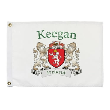 Keegan Irish Coat of Arms Small White Flag - 16"x10.5" inches