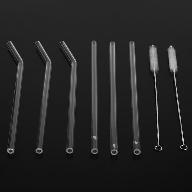 Transparent Straw Glass Drinking Straw with Cleaning Brush Heat Glass Set Straw Dispensers