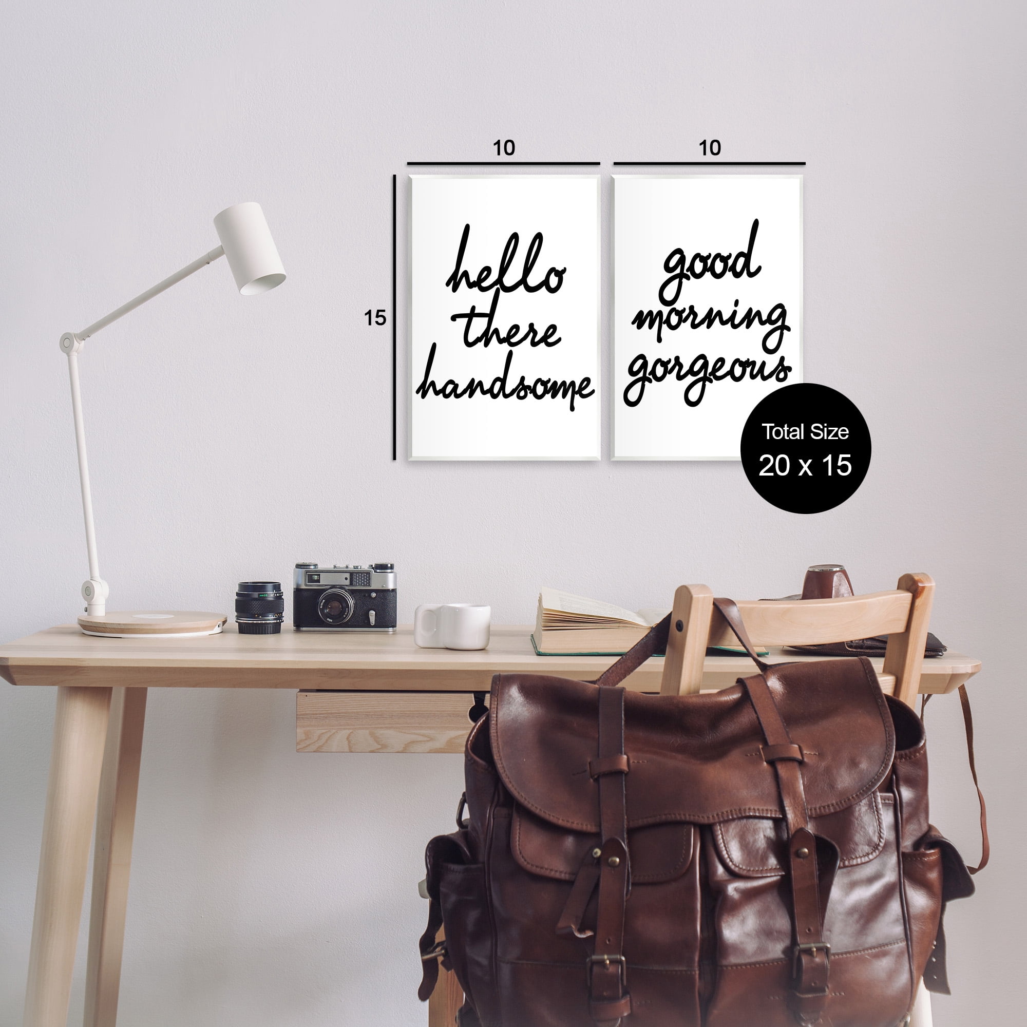Stupell Industries Handsome & Gorgeous Greetings Inspirational Painting Unframed Art Print Wall Art, 10 x 15, Set of 2