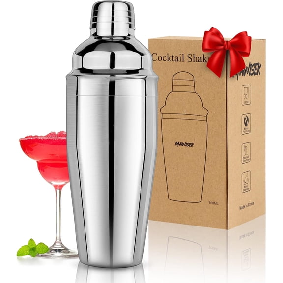 Cocktail Shakr 24oz Martini Drink Bar tools with Built-In Strainr for Bartndr, Profssional 18/8 Stainlss Stl Margarita Mixr Mixd Drinks