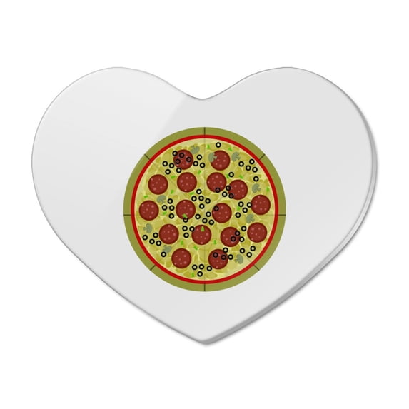Pepperoni Pizza with Cheese Olives Heart Acrylic Fridge Refrigerator Magnet