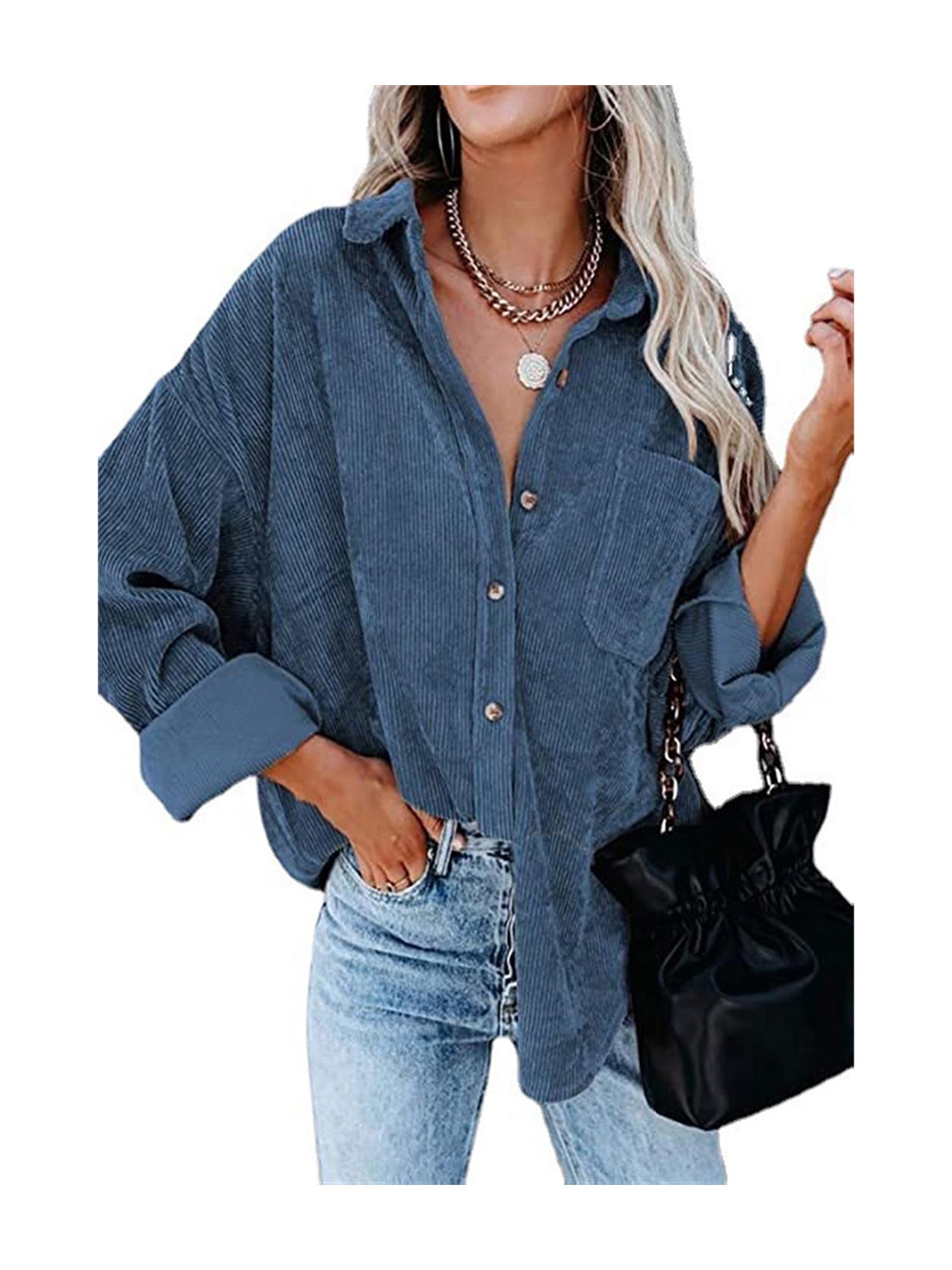 LOVECOCO Womens Long Sleeve Corduroy 