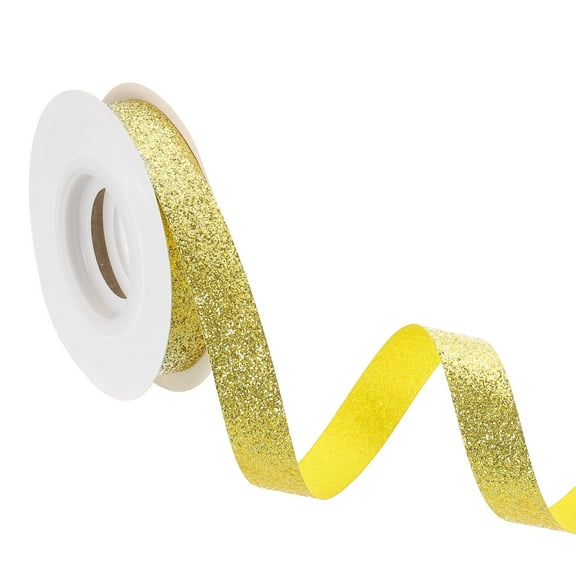 5/8" x 10 Yards Sparkle Ribbons, Gift Wrapping Crafts Cut Edge Ribbon, Bright Gold