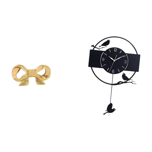 Reloj de pared con tirador de latón para muebles, tirador para armario, reloj colgante con forma de pájaro, reloj decorativo con péndulo acrílico, ade