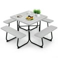 thumbnail image 3 of Aimee Lii Outdoor Picnic Table with 4 Benches and Umbrella Hole, Outdoor Patio Furniture, Gray, 3 of 10