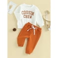thumbnail image 4 of Elippeo Toddler Boys Fall Outfits 3M 6M 12M 18M Letter Print Crew Neck Long Sleeve Sweatshirts and Long Pants 2Pcs Clothes Set, 4 of 10