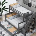 thumbnail image 2 of JERFIT Twin-Over-Full Bunk Bed with Twin size Trundle Storage and Guard Rail for Bedroom Dorm, 2 of 10