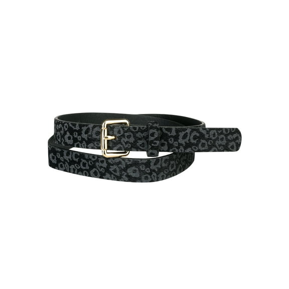 INSPIRE CHIC Womens Leopard Print Belt Faux Leather Casual Ladies Waist Belts For Jeans Pants Black