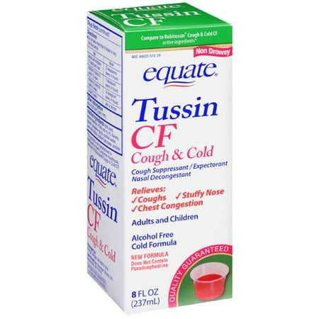 Equate Tussin CF Cold & Cough Liquid, 8 fl oz