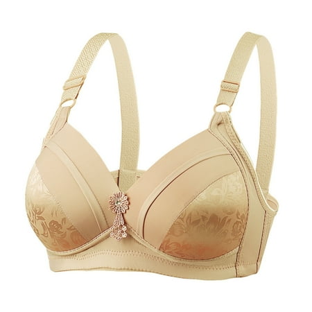 

Spdoo Plus Size Everyday Bras for Womens Floral Bras 3/4 Cups Ultrathin Bras Beige 42