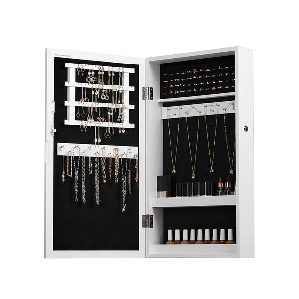 SONGMICS Lockable Jewelry Armoire with Mirror WallMounted
