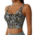 thumbnail image 2 of Vsdgher Rose Flowers Print Women Sleeveless Athletic Tank Top Built-in Bra Camisole Sports Vest for Yoga Running Fitness Exercise with Removable Pads, 2 of 8