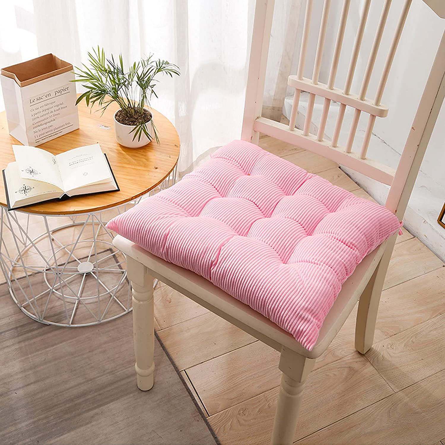 Nvzi Corduroy Chair Cushion with Ties Ultra Soft Warm Floor Cushion for Kids Reading Nook Comfortable Square Seat Cushion for Adult 15.7 x15.7 Pink Walmart