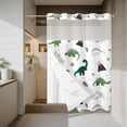 thumbnail image 4 of Green Dinosaur No Hook Shower Curtain with Snap in Liner Mountain Volcano Cartoon Waterproof Bathroom Shower Curtain with See Through Top Window for Bathtub 60" x 72", 4 of 9
