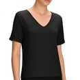 thumbnail image 4 of XUNKUSGA Tops for Women Fashion Deep V Neck Blouses for Women Classic Soild Color Basic T Shirt Summer Comfortable Casual Loose Going Out Tops S-2XL Black, 4 of 7