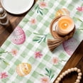 thumbnail image 3 of Easter Table Runner 72 Inches, Spring Rabbit Feet Wildflowers Eggs Green Lattice Bed Runner Dresser Scarves Tabletop for Indoor Outdoor Parties/Ceremony/Banquet, 13" x 72", 3 of 8