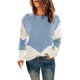 thumbnail image 1 of Gibobby Suéter casual mujer, Suéter de cuello redondo de gran tamaño para mujer, manga larga, color sólido, informal, de punto, para otoño(Azul,M), 1 of 4