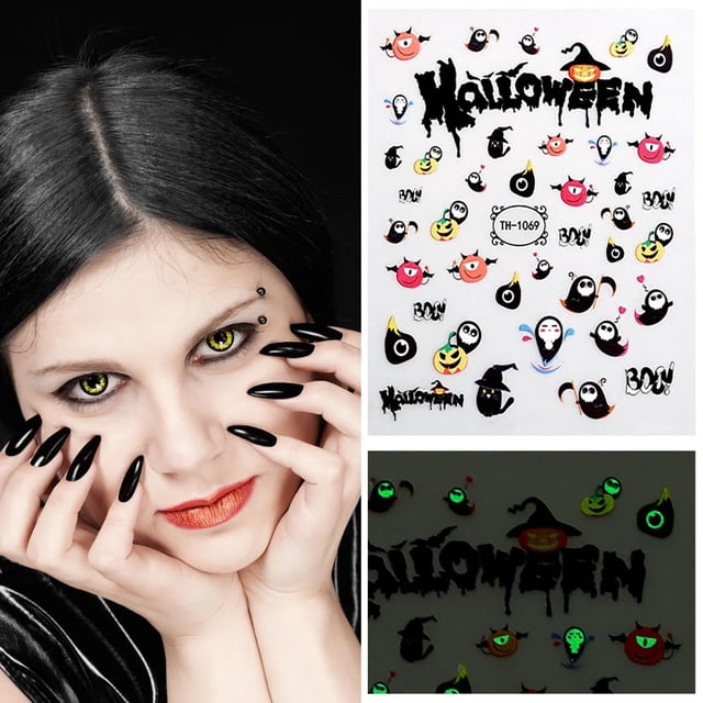 Pisexur Belleza Maquillaje Pegatinas para uñas de noche de Halloweenpara mujeres y hombres