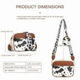 thumbnail image 4 of FALAN MULE Women's Leather Crossbody Bag, Cow Print Cell Phone Purse, Triple Zip Pocket, Adjustable Shoulder Strap, 4 of 8