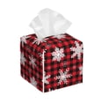 thumbnail image 1 of Fotbe Snowflakes On A Buffalo Plaid Christmas Porta Pañuelos Decorativo de Cuero, Caja Cuadrada Moderna para Pañuelos Faciales, Organizador y Dispensador 5x5x5'', 1 of 7