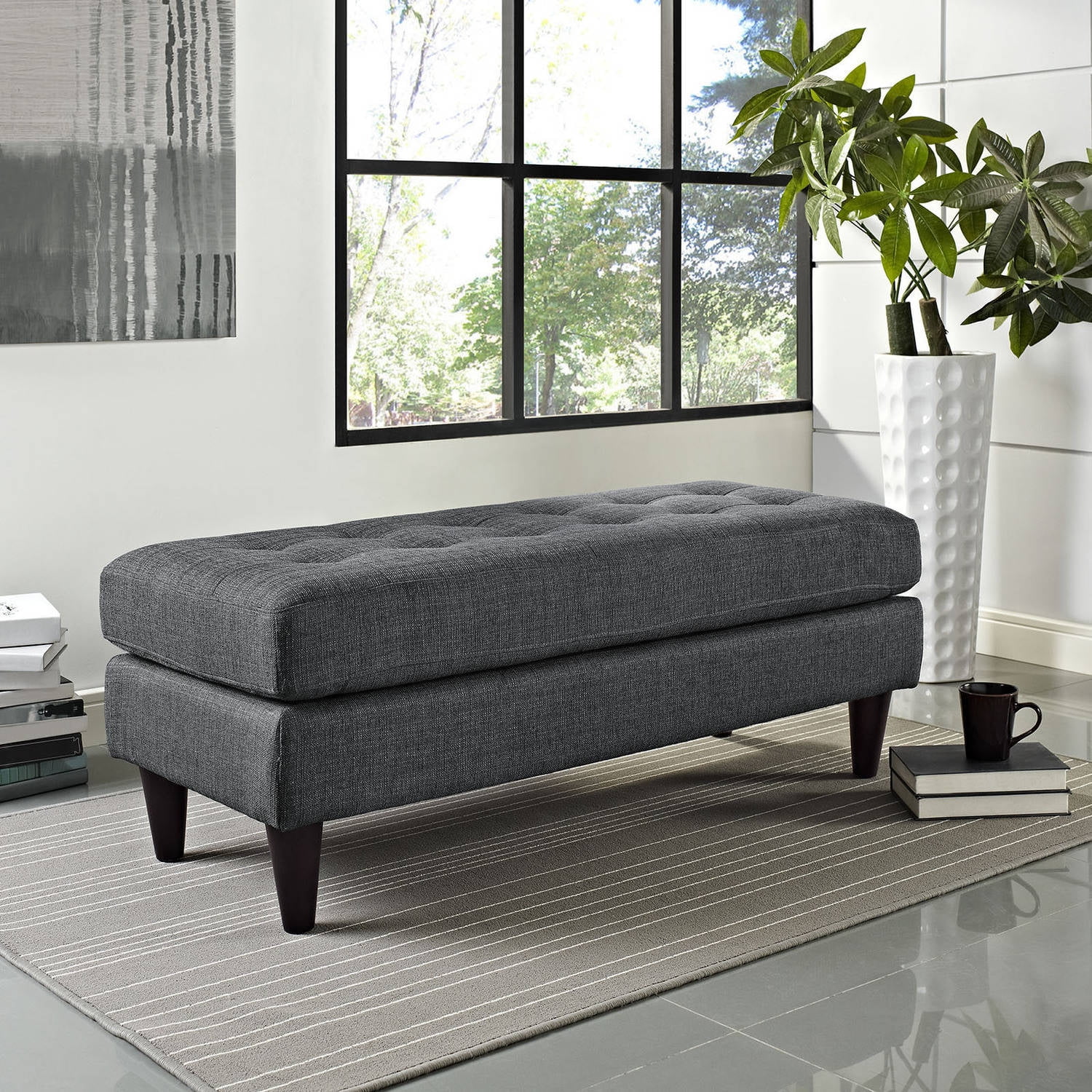 Modway Empress Upholstered Tufted Rectangular Bench, Multiple Colors