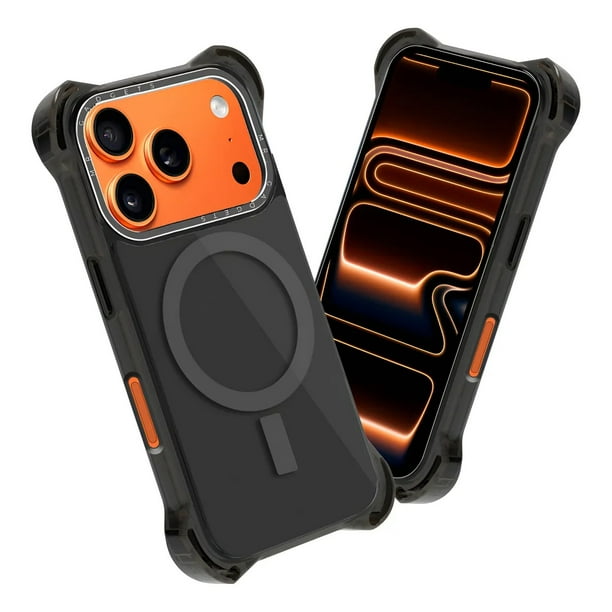 Funda, Mica, Carcasa Transparente Ultra Bounce Para Iphone 17 Pro Magsafe Negro, Ultra Resistente, Protector Alto Impacto, Mr. Gadgets