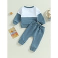 thumbnail image 4 of Coduop Toddler Baby Boys 2 Piece Outfit Set Contrast Color Long Sleeve Sweatshirt and Pants Sets, 4 of 8