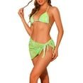 thumbnail image 4 of INSPIRAR CHIC Conjuntos de Bikini de 3 Piezas con Tie Dye para Mujeres, Trajes de Baño Halter de Triángulo con Sarong y Falda de Playa, Traje de Baño Talla X-Large Amarillo Verde, 4 of 5