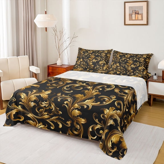 Manfei Boys Girls Boho Flowers Twin Sheet Sets 3pcs,Bohemian Damask Twin Fitted Sheet Microfiber,Traditional Flower Breathable Flat Sheet,Lightweight Room Decor