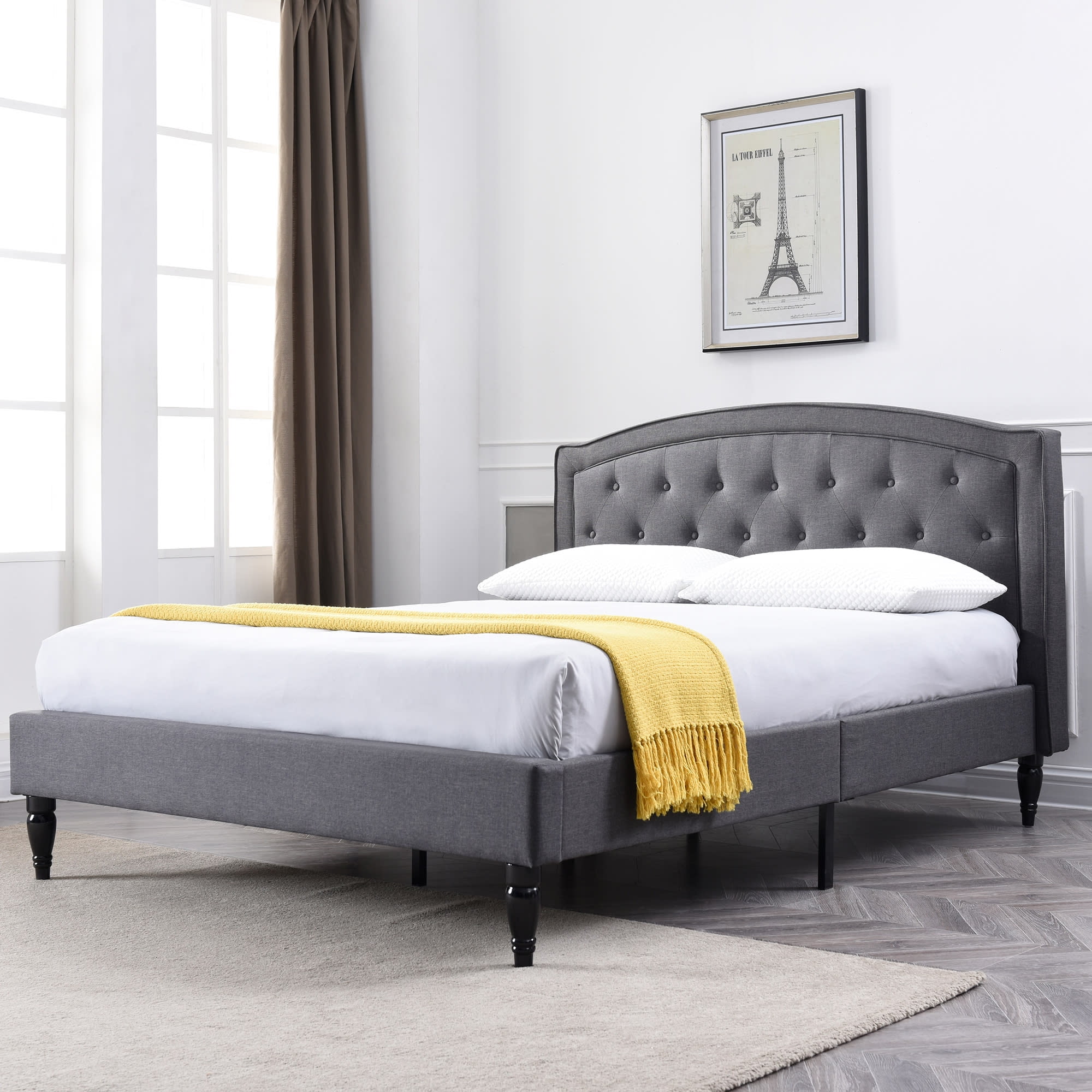 Modern Sleep Wellesley Upholstered Platform Bed Headboard and