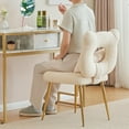 thumbnail image 6 of XiHuaZhaoChen Armless Upholstered Chair for Makeup Vanity, Cute Sherpa Accent Chair for Living Room, Bedroom, Dressing Room, Vanity Stool Chair with Back, Gold Legs, IvoryWhite, 6 of 8