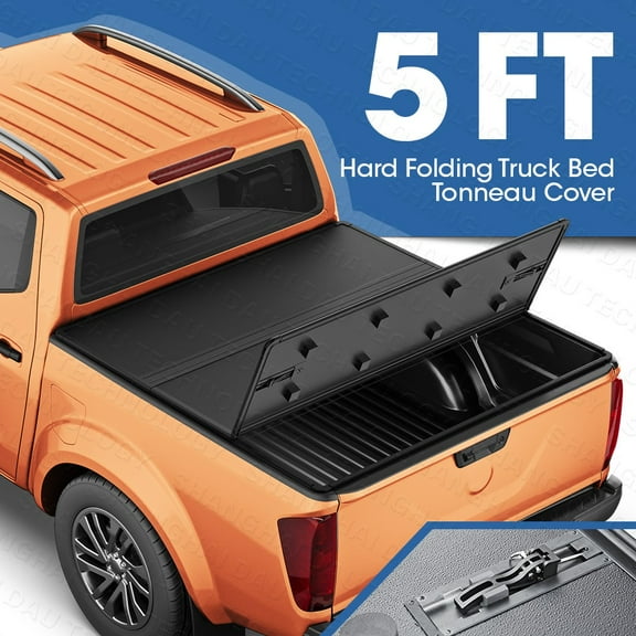 5FT Hard Tri-Fold Truck Bed Tonneau Cover for 2005-2025 Nissan Frontier On Top