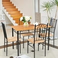 thumbnail image 3 of Giantex 5 Pcs Dining Table Set, Kitchen Furniture w/ Metal Frame & Wood Top and Padded Seat, 3 of 10