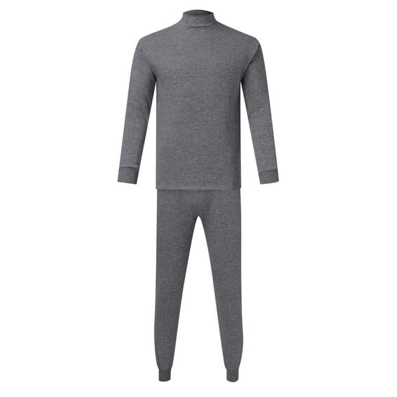 Ploknplq Long Johns for Men Thermal Underwear Mens Simple Solid Color Thick Thermal Underwear Set Leggings Bottoming Autumn Clothes Autumn Pants Thermal Shirts for Men Gray 1 XL