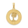 thumbnail image 4 of 14k Yellow Gold Saint Augustine Palm Tree Pendant for Women or Unisex Wear, Round Medallion Symbolizing Travel, Heritage, Religion, Cultural Jewelry, Florida Souvenir Charm, 4 of 6
