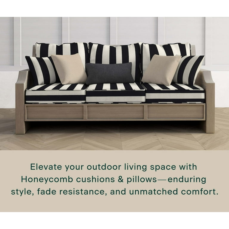 Cabana Stripe Black & Ivory Deep Seating Outdoor Cushion Set, UV