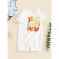 thumbnail image 6 of Yunliwuli Baby Girls Boys Romper Colorful Letter Heart Print Round Neck Short Sleeve Jumpsuits Summer Casual Bodysuits Clothes, 6 of 10