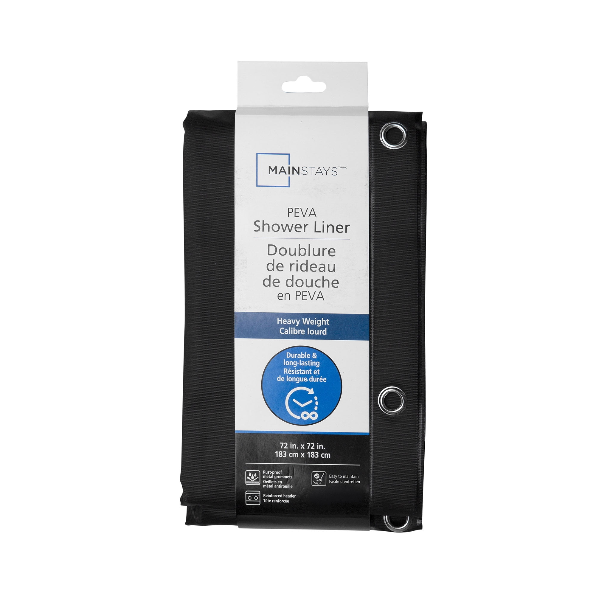 Douche-rideau doublure imperméable en PEVA de poids lourd Mainstays