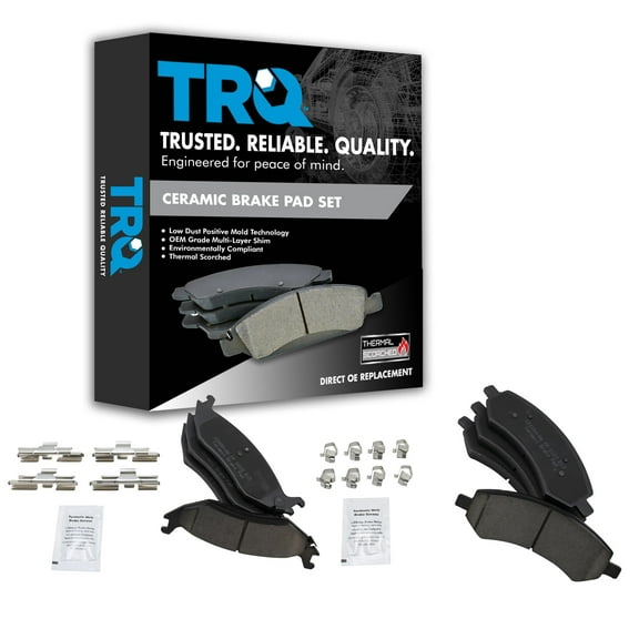 TRQ Front & Rear Ceramic Brake Pad Set for Dodge Dakota Durango Ram Truck BFA13021 Fits select: 2013-2018 RAM 1500, 2006-2011 DODGE RAM 1500