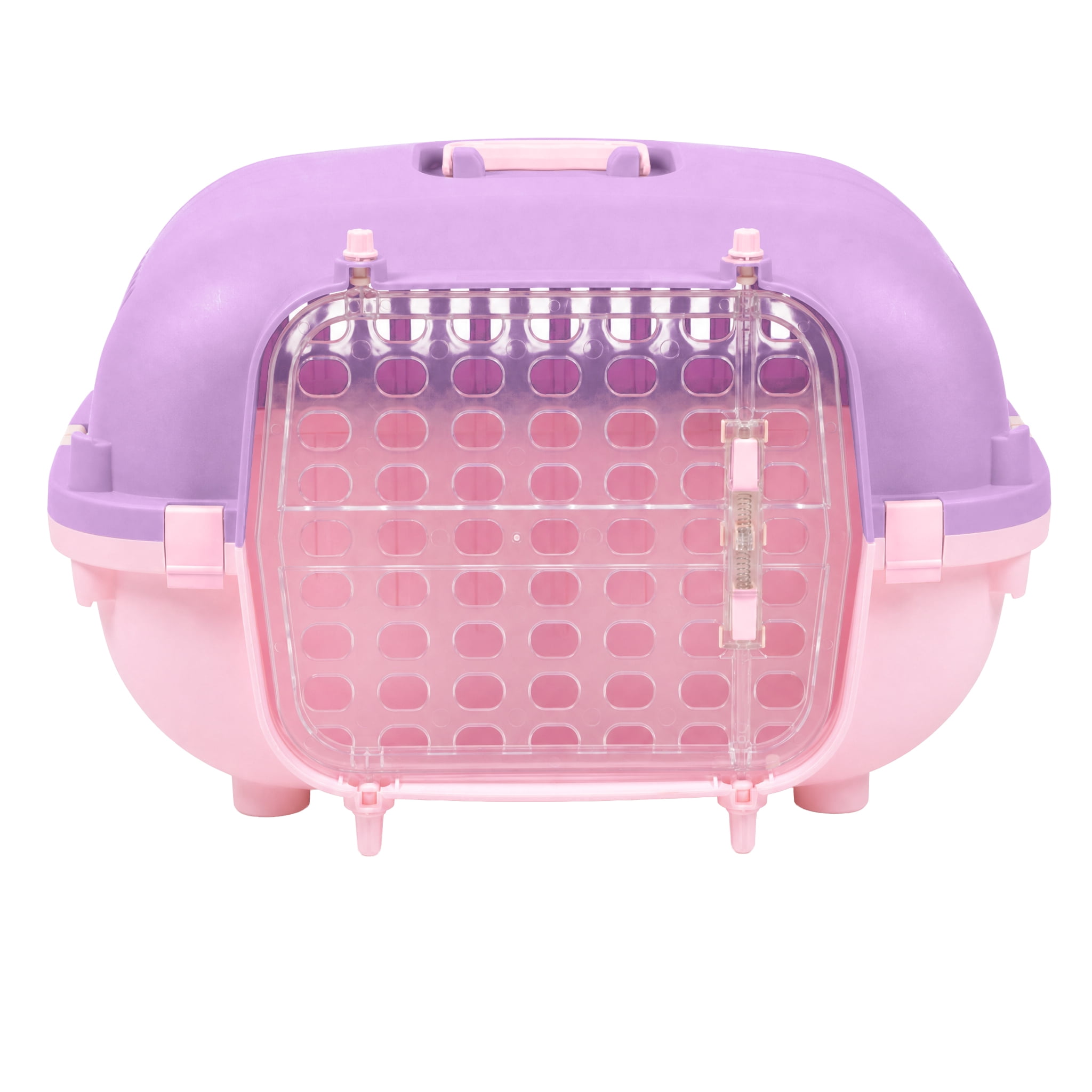Kitty City 21" Oblong Durable Hard Sided Plastic Pet Kennel with Top Handle, Purple, 20 lb Limit