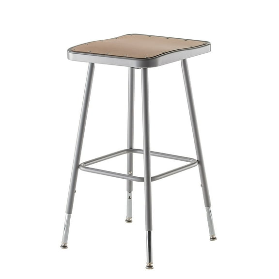 National Public Seating Square Stool,Adjustable Legs,Gray,24"H 6324H