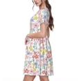 thumbnail image 2 of Balery Retro Floral Vestidos sueltos de manga corta para mujer, vestidos de verano 2025, vestidos casuales de corte A con vuelo., 2 of 6
