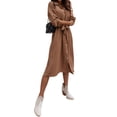 thumbnail image 3 of Xuanfei Women Lapel Neck Buttons Waistband Long Sleeve Midi Dress, 3 of 4