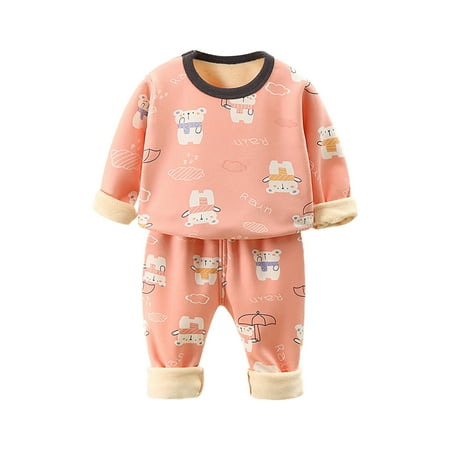 

Toddler Boys Girls Outfit Sets Kids Baby Cartoon Print Cotton Long Sleeve Pants Pullover Sleepwear Set Clothes Autumn Winter Thermal Leisure Fashion Outfit 1-8Y