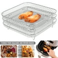 thumbnail image 6 of Toorise 3 Pack Air Fryer Rack Stackable Stainless Steel Air Fryer Basket Tray Compatible with Ninja DZ201/DZ401 Air Fryers for French Fry/Frozen/Baking Food, 6 of 9