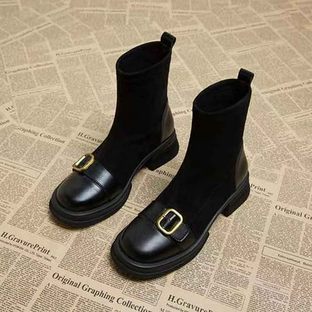 

HHH Brown Socks Boots Women s Fashionable Western Style Booties Autumn and Winter Thin Small Ankle Boots