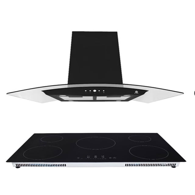 Combo SUPRA ISELA campana para isla CI-90-BLACK y Parrilla 5Q-IN